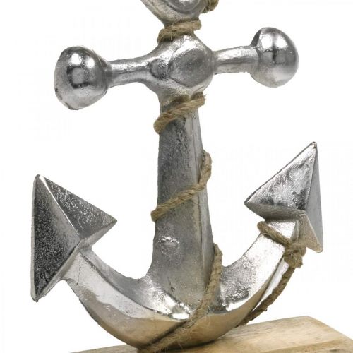 Floristik24 Âncora de metal, verão, decoração de vitrine marítima Prata, cores naturais H22cm