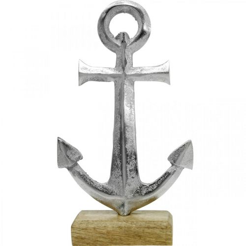 Floristik24 Âncora em metal, decoração de verão, decoração náutica Prata, natural H24,5cm