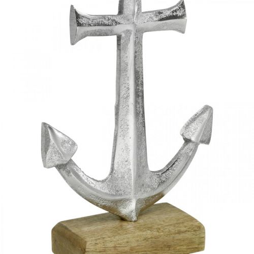 Floristik24 Âncora em metal, decoração de verão, decoração náutica Prata, natural H24,5cm
