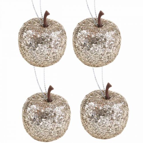 Floristik24 Deco mini-maçã glitter champanhe decorações para árvores Ø3,5 cm 24 unidades