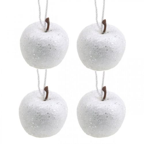 Floristik24 Deco mini-maçã glitter decorações para árvores de Natal brancas Ø3,5 cm 24 unidades