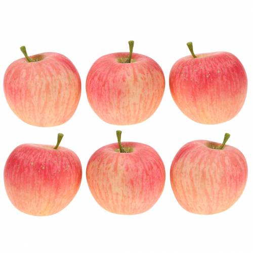 Floristik24 Deco maçã rosa, amarelo toque real 6,5 cm 6 unidades