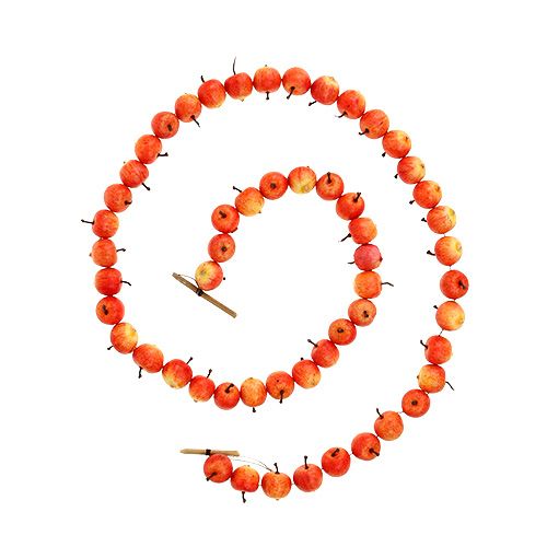 Floristik24 Guirlanda de maçã feita de 55 mini maçãs amarelo-laranja 113 cm