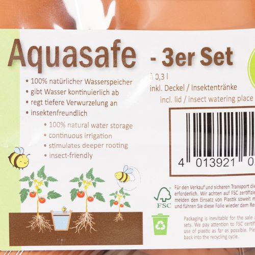 Reservatório de água Aquasafe com bebedouro para insetos, ideal para jardim, varanda e terraço, 12 cm, pacote com 3 peças. | Floristik24.pt