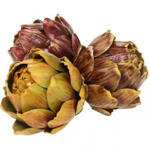 Floristik24 Alcachofra Legumes Artificiais Deco Coloridos Variados A. 10,5 cm 3 unidades