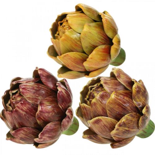 Floristik24 Alcachofra Legumes Artificiais Deco Coloridos Variados A. 10,5 cm 3 unidades