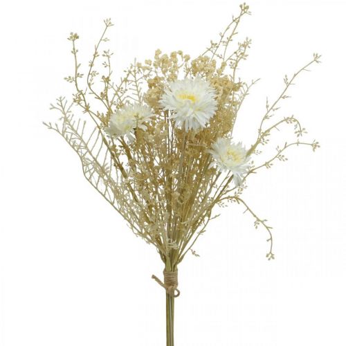 Itens Bouquet ásteres artificiais e gypsophila bege, branco 43cm