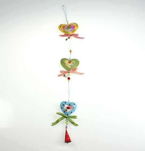 Floristik24 Corações de tecido decorativo para pendurar 80cm