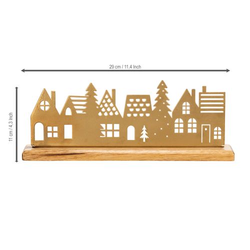 Decoração de Advento com silhueta de casa sobre base de madeira de 29 cm | Floristik24.pt