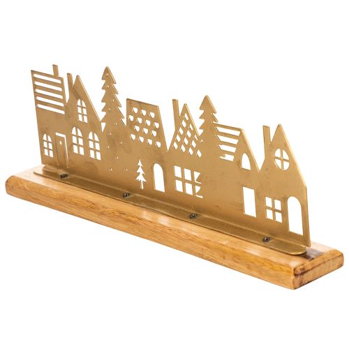 Decoração de Advento com silhueta de casa sobre base de madeira de 29 cm | Floristik24.pt