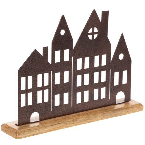 Decoração para fileira de casas, metal com base de madeira, 30 cm comprar | Floristik24.pt