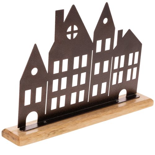 Decoração para fileira de casas, metal com base de madeira, 30 cm | Floristik24.pt