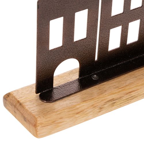 Decoração para fileira de casas, metal com base de madeira, 30 cm | Floristik24.pt