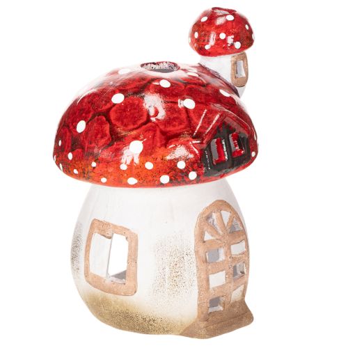 Casinha decorativa em forma de cogumelo para vela pequena, pintada à mão com torre, 21 cm comprar | Floristik24.pt
