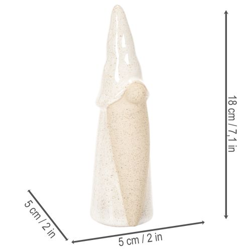Conjunto de 3 estatuetas decorativas de gnomos, em cerâmica clara, estilo escandinavo, 18 cm. | Floristik24.pt