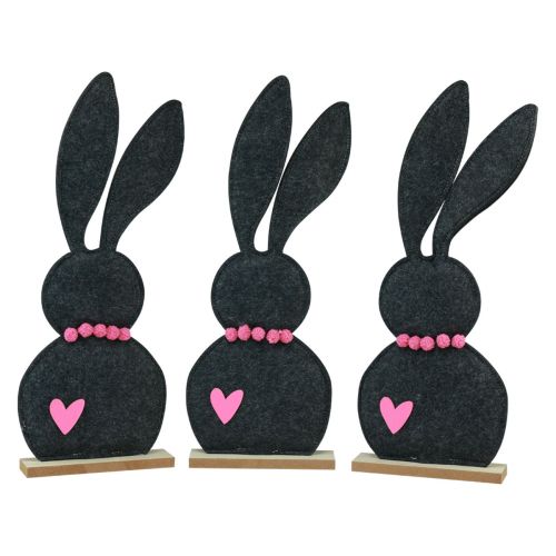 Itens Decoração de mesa decoração coelhinho da Páscoa feltro preto com coração 45cm 3 peças