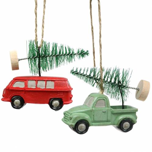 Floristik24 Carro de decoração de árvore de Natal com 2pcs vermelho / verde de abeto