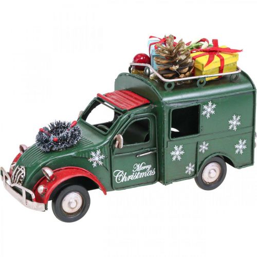 Floristik24 Carro de decoração de Natal Carro de Natal vintage verde C17cm