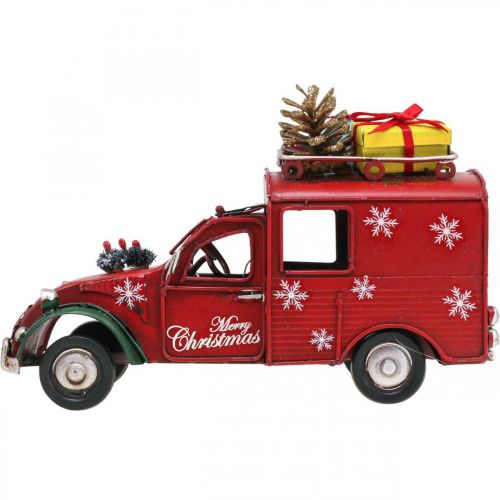 Floristik24 Carro de decoração de natal Carro de natal vintage vermelho L17cm