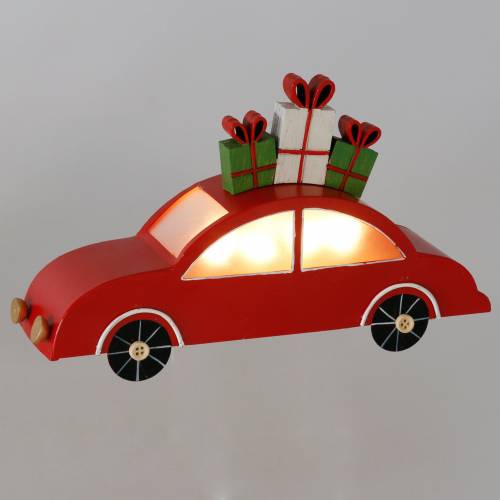 Floristik24 Carro de Natal com LED vermelho metal 25cm Alt.14,5cm para bateria.