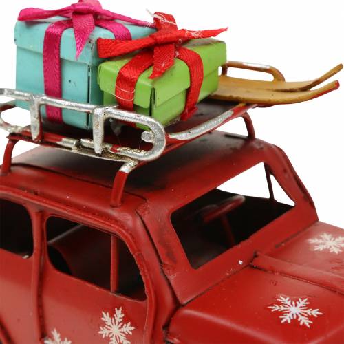 Floristik24 Carro de natal com pacotes vermelho L11cm