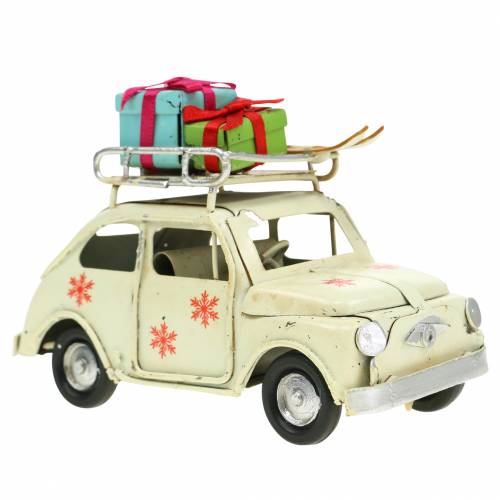 Floristik24 Carro de natal com pacotes branco L11cm