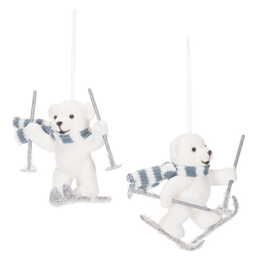 Pingente de urso polar em esquis com cachecol para pendurar, 10 cm, 2 peças comprar | Floristik24.pt