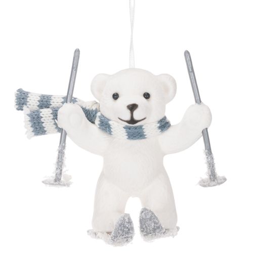 Pingente de urso polar em esquis com cachecol para pendurar, 10 cm, 2 peças | Floristik24.pt