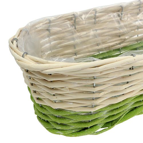 Itens Caixa de varanda oval 48x18cm H14cm creme, verde