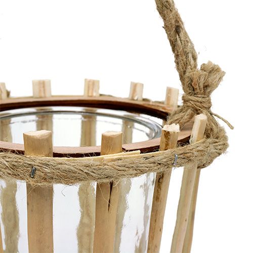 Floristik24 Cesta de bambu com vidro para pendurar Ø14cm Alt.13cm 2pcs