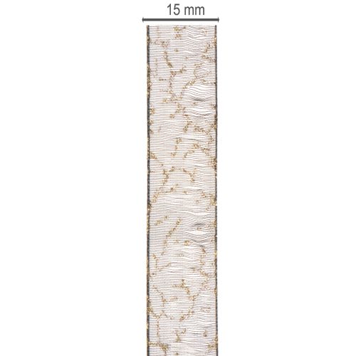 Fita decorativa, fita de organza transparente para decoração de mesa, 15 mm de largura, 20 m de comprimento. | Floristik24.pt
