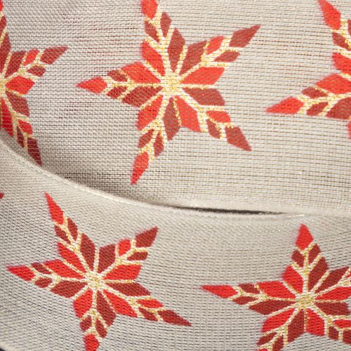 Fita decorativa com estrelas vermelhas, 40 mm de largura, 15 m de comprimento. | Floristik24.pt