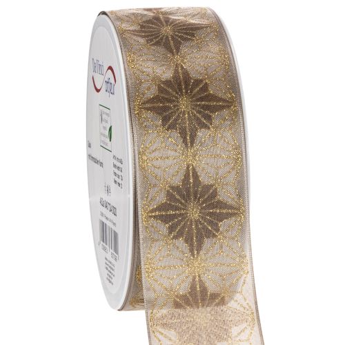 Fita decorativa com estrelas, fita para presentes com borda dimensionalmente estável, 40 mm de largura, 20 m de comprimento.
