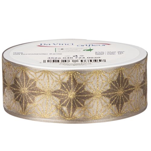 Fita decorativa com estrelas, fita para presentes com borda dimensionalmente estável, 40 mm de largura, 20 m de comprimento. | Floristik24.pt