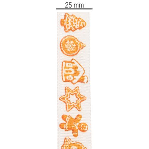 Fita decorativa com figuras de biscoito de gengibre. Fita festiva para presentes de Natal. 25 mm x 18 m. | Floristik24.pt