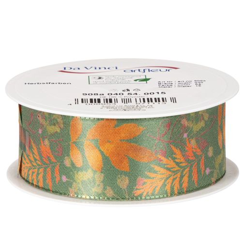 Fita decorativa com motivo de folha, decoração de outono, 40 mm x 15 m | Floristik24.pt