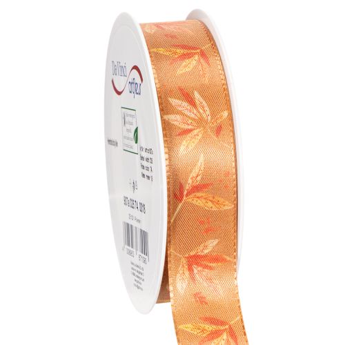 Fita de presente com estampa de outono e folhas para embalagens criativas, 25 mm x 18 m