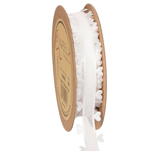 Fita decorativa branca com corações para ideias criativas de artesanato, 20 mm x 15 m comprar | Floristik24.pt