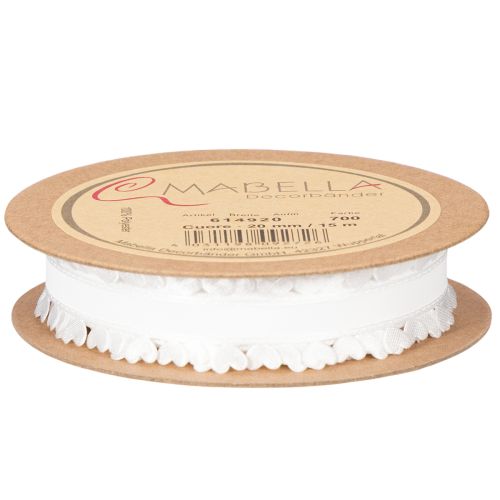 Fita decorativa branca com corações para ideias criativas de artesanato, 20 mm x 15 m | Floristik24.pt