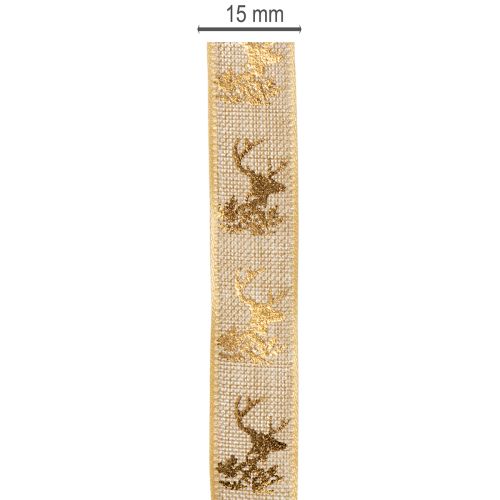 Fita decorativa com desenho de veado, fita natalina, 15 mm x 15 m | Floristik24.pt