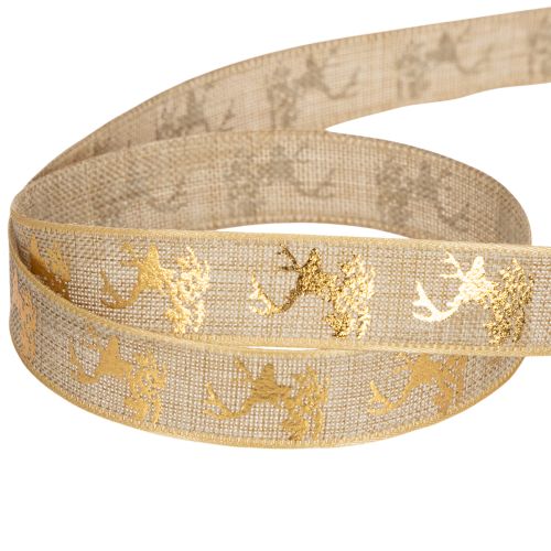 Fita decorativa com desenho de veado, fita natalina, 15 mm x 15 m | Floristik24.pt