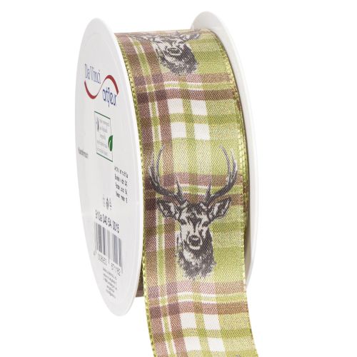 Fita decorativa com cabeça de veado e padrão xadrez, 40 mm x 15 m
