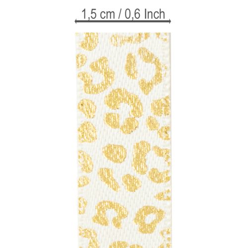 Itens Fita de seda com estampa de leopardo creme dourado 15mm 18m