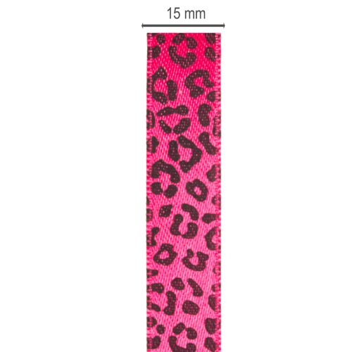 Fita decorativa com estampa de leopardo, rosa, 15 mm x 18 m | Floristik24.pt
