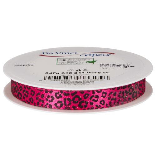 Fita decorativa com estampa de leopardo, rosa, 15 mm x 18 m | Floristik24.pt