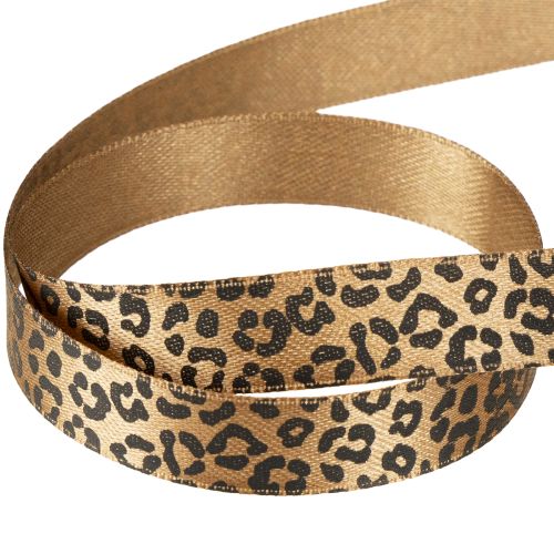 Itens Fita de seda com estampa de leopardo marrom e preta 15 mm 18 m