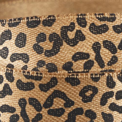 Itens Fita de seda com estampa de leopardo marrom e preta 15 mm 18 m