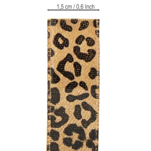 Itens Fita de seda com estampa de leopardo marrom e preta 15 mm 18 m