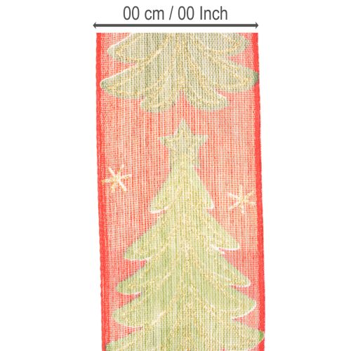 Fita de presente em formato de árvore de Natal com estrelas, 40 mm, 15 m | Floristik24.pt