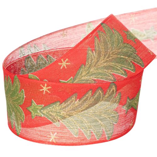 Fita de presente em formato de árvore de Natal com estrelas, 40 mm, 15 m | Floristik24.pt